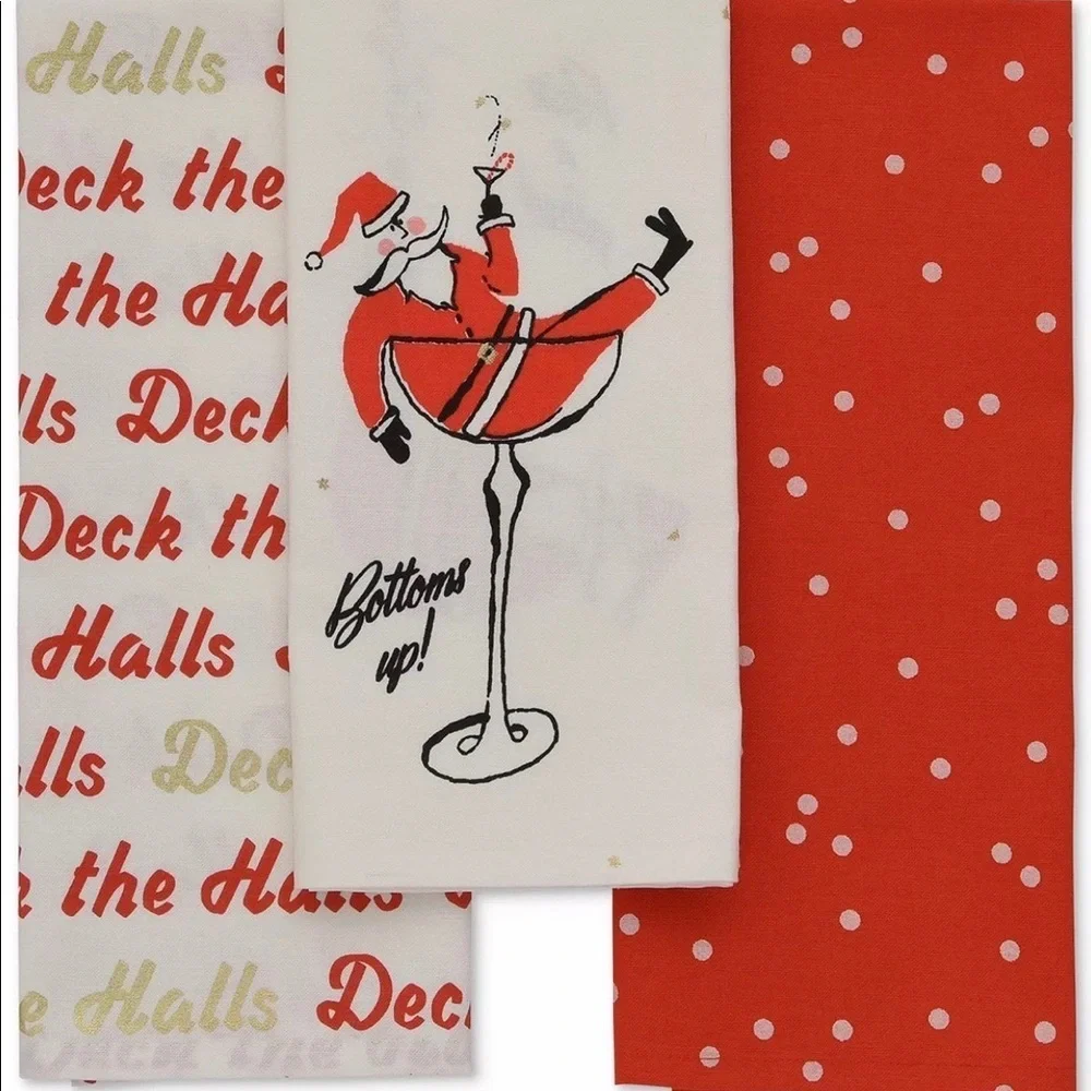Kate Spade Cotton 3 Piece Kitchen X-Mas Towel Set